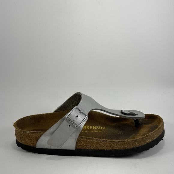 Birkenstock Gizeh Slide Sandals Womens Size 36 US Size 5-5.5 Silver Metallic - Picture 1 of 9
